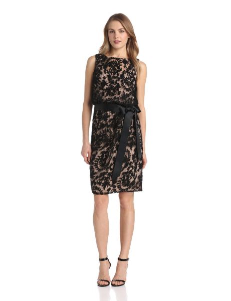 vestido de renda cintura-Tie de Adrianna Papell